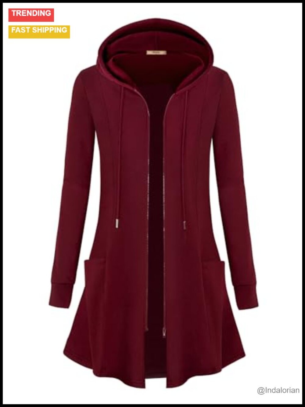 Women's Zip Up Long Hoodie Jacket Lightweight Tunic Sweatshirt Open Front